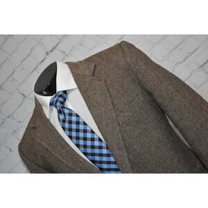 Vintage Haggar Blazer Tweed Style Mens Size 43 Reg Herringbone Wool Made In USA